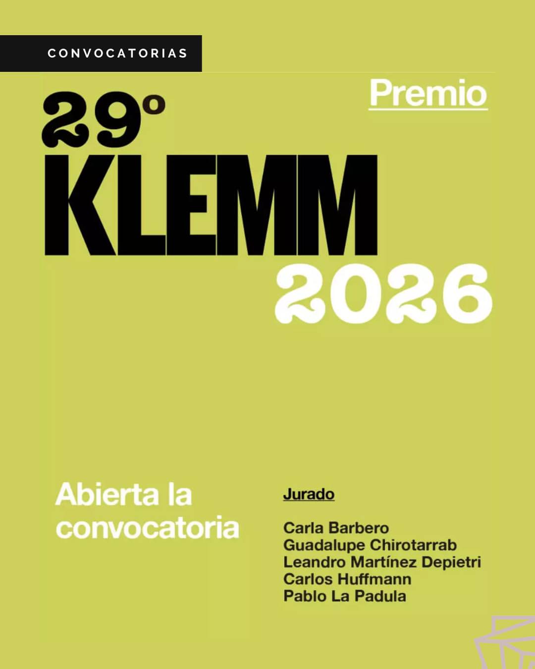 Convocatoria para el 29º Premio Klemm 2026